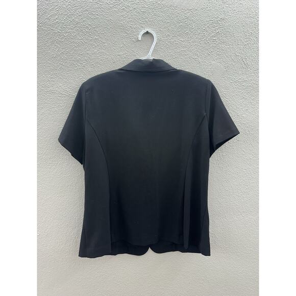 Sag Harbor Womens Blazer Size 14 Black Stretch Two Button Up Short Sleeve - Picture 7 of 11